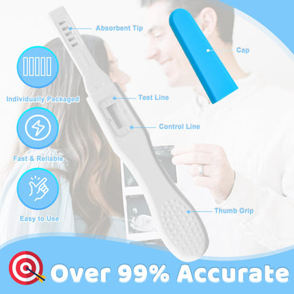 Grūtniecības tests, agrīnas noteikšanas HCG urīna vidusstraumes tests, rezultāti 5 minūšu laikā, vairāk nekā 99% precīzs auglības tests, grūtniecības tests, 25 mSV/ml, 5 iepakojumi