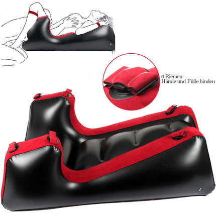 2023 Neu!Handschellen Sex Bett Aufblasbares Bett mit Handschellen Fußfesseln,Mehrzweck Aufblasbares Sofa Sex Möbel Bondageset Fessel Set,Sex Kissen Lendenkissen Bett für Paare Extrem Sex