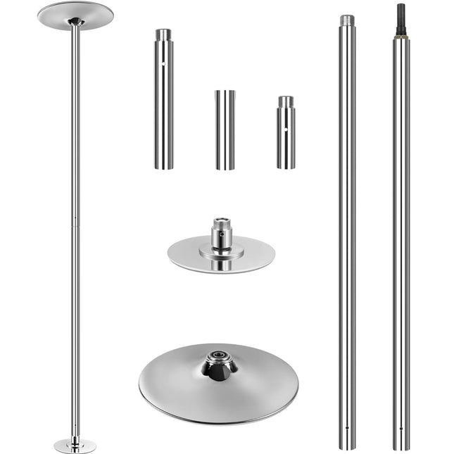 TLGREEN stieņa deju stienis, 45 mm diametra stieņa deju stienis, izgatavots no nerūsējošā tērauda, ​​regulējams augstums no 2,35 līdz 2,74 m, pārnēsājams un noņemams galda deju stienis ar statisku un griešanās funkciju.