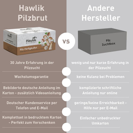 Hawlik sēņu midzeņa sēņu audzēšanas komplekta vērtības komplekts XXL – 2 lielas kultivēšanas kastes akmens sēnēm un baltajām sēnēm – audzējiet sēnes mājās bez iepriekšējām zināšanām vai piederumiem – aptuveni 6 kg sēņu raža!