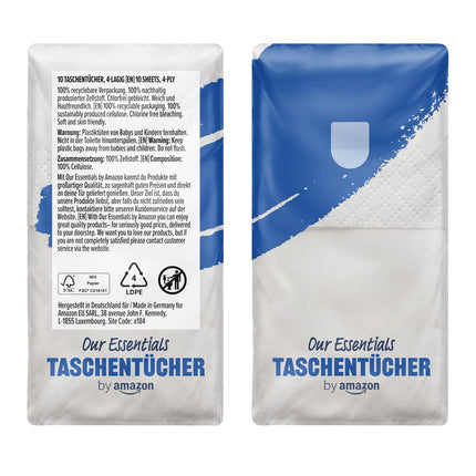 Amazon Tissues 4 slāņu, 300 gab. (30 iepakojumi pa 10 gab.)