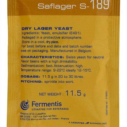 Fermentis Saflager S-189 11,5 g apakšējās fermentācijas alus raugs