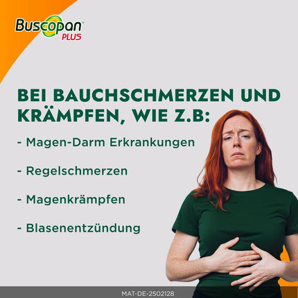 Buscopan PLUS tabletes ar paracetamolu vēdera sāpēm | 2x20 gab. |Ātri mazina stipras sāpes vēderā un krampjus |Kuņģa-zarnu trakta darbības traucējumi, menstruāciju sāpes, vēdera krampji un cistīts