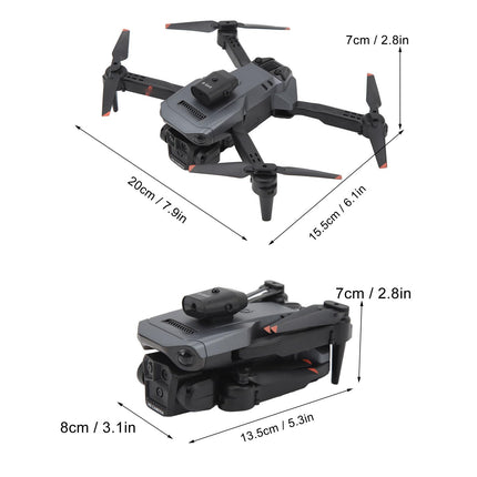 Droni ar kameru pieaugušajiem un bērniem, 4K HD salokāms RC kvadrokopters ar 3 kamerām, pacelšanās/nosēšanās ar vienu taustiņu, gravitācijas indukcija, šķēršļu apiešana 4 virzienos