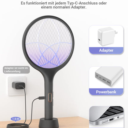 YISSVIC elektriskais odu sitējs ar īpaši spēcīgu USB C tipa adapteri, UV gaismas slazdu un melnu odu sitēju