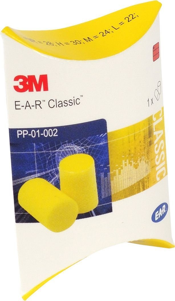 3M EAR Classic, 50 pāri, iepakoti pāros, dzelteni, dzirdes aizsardzība = 31 dB