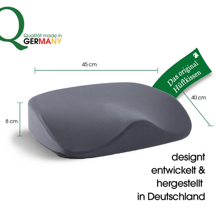 Vital Kissen® ortopēdiskais sēdekļa spilvens – ortopēdisks spilvens | Ķīļveida spilvena krēsls | ergonomisks | Mazina spiedienu uz gurniem, muguru un jostas skriemeļiem | Piemīt sāpes mazinoša iedarbība | novērš sliktu stāju | antracīts