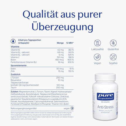 Pure Encapsulations - pretstresa līdzeklis - mikrouzturvielas līdzsvarotai psihei - ar B vitamīniem, C vitamīnu, cinku un selēnu - 60 kapsulas