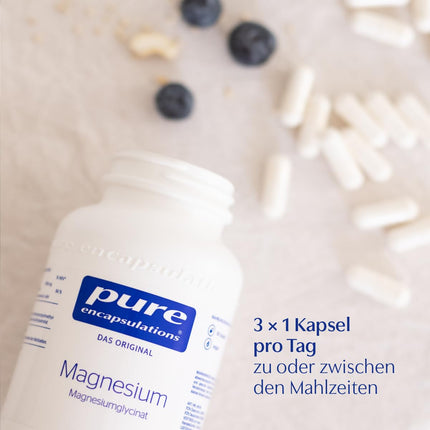 Pure Encapsulations magnija glicināts | 180 kapsulas (2 mēnešu piegāde) | Organiski saistīts magnijs | Veicina noguruma un nespēka mazināšanu | Ļoti labi uzsūcas organismā