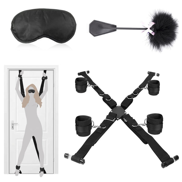 2023 Jauns mīlas šūpoles seksa šūpoles durvju komplekts ar rokudzelžiem, seksa gultas kāju važām un acu masku, BDSM važu seksa komplekts važu komplekts, BDSM mēbeles seksa mēbeles seksa rotaļlietas pāriem ekstremālam seksam