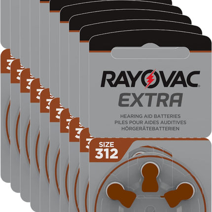 Rayovac Extra 312 baterijas austiņām PR41, 312AE, A312, DA312, P312 un PR312H, 60 gab.