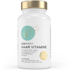 Cosphera matu vitamīni - lielas biotīna, selēna un cinka devas, kas veicina normālu matu veselību. Plus folskābe un prosas sēklu ekstrakts (bagāts ar silīciju) — 120 vegānas kapsulas 2 mēnešu daudzumā.