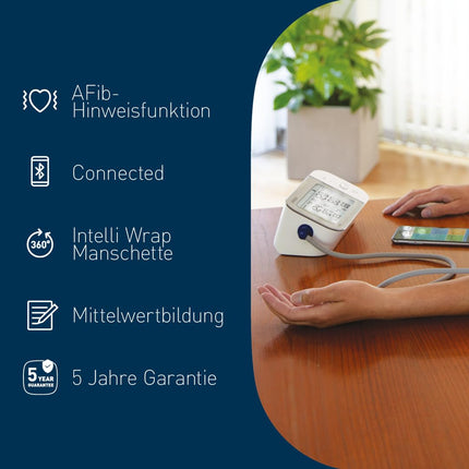 OMRON X7 Smart — automātisks augšdelma asinsspiediena mērītājs | Testa uzvarētājs Stiftung Warentest 23.11. | AFib noteikšana | klīniski apstiprināts - arī diabēta slimniekiem | ar bezmaksas viedtālruņa lietotni | 22–42 cm