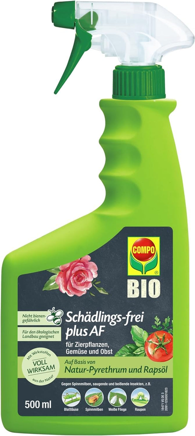 COMPO Pest-free plus AF - Izsmidzinātājs pret laputīm, zvīņkājiem, rupjmaizēm, bukskoku kodēm utt. - dekoratīvajiem augiem un sēkleņiem - 500 ml - gatavs lietošanai insekticīds