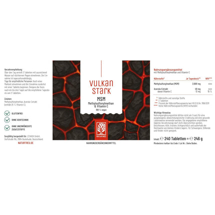 Augstas devas MSM tabletes - 2000 mg MSM ar dabīgu C vitamīnu no acerolas - 4 mēnešu krājumi - Alternatīva MSM kapsulām - Metilsulfonilmetāns, vegāns, laboratoriski pārbaudīts