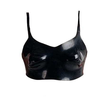 Rubberfashion lateksa korsete ar kausiņiem - formēta - lateksa krūšturis sievietēm un dāmām, melns 0,4 mm M
