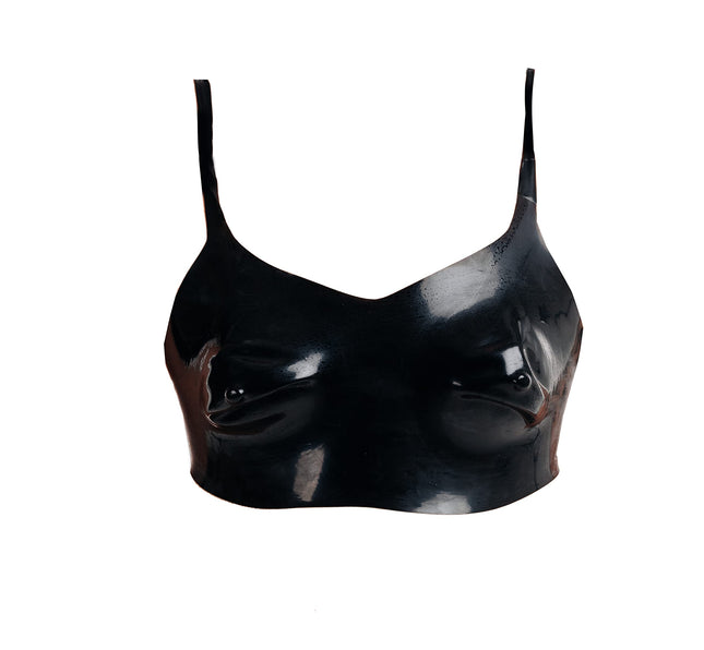Rubberfashion lateksa korsete ar kausiņiem - formēta - lateksa krūšturis sievietēm un dāmām, melns 0,4 mm M