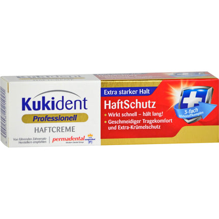 Kukident Professional līmējošais krēms - līmējoša aizsardzība protēzēm, īpaši spēcīga fiksācija - ātra, ilgstoša iedarbība - 1 x 40 g