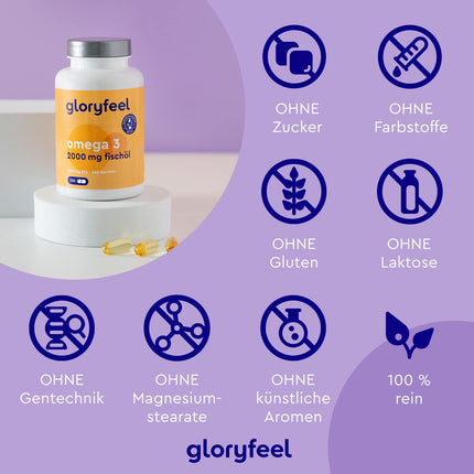 Omega 3 kapsulas - Augsta deva ar 2000 mg zivju eļļas, 1000 mg EPA un 500 mg DHA vienā dienas devā (triglicerīdu veidā) - Neaizvietojamās taukskābes no anšoviem - Laboratorijā pārbaudītas un ražotas Vācijā