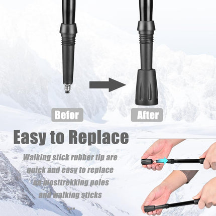 KINDOYO gumijas nūju uzgaļi — 6 rezerves uzgaļi nūjām, pārgājienu un trekinga nūjām