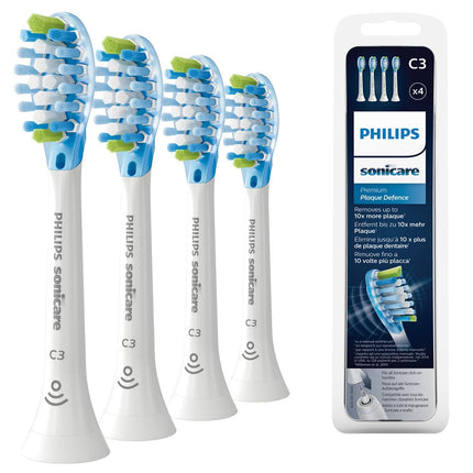 Philips Sonicare Original C3 Premium Plaque Defense standarta Sonic zobu birstes galviņas — 4 iepakojumā, baltā krāsā (modelis HX9044/17)