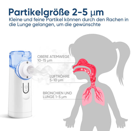 Pmgud pārnēsājams inhalators bērniem un pieaugušajiem elektrisks inhalators ar zemu trokšņa līmeni, komplektā ir iemuts, pieaugušo un bērnu maska, ideāli piemērots mājām un ceļojumiem - zils