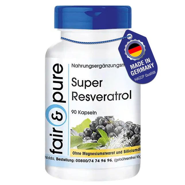 Fair &amp; Pure® - Super Resveratrol - 90 kapsulas - dabīgs resveratrols no diršļa ar bioflavonoīdiem - vegāns