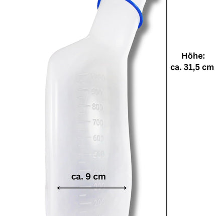 Medi-Inn urīna pudelīte PP vīriešiem, pienaina | 1 litra tilpums | autoklāvējams | 1 gabals