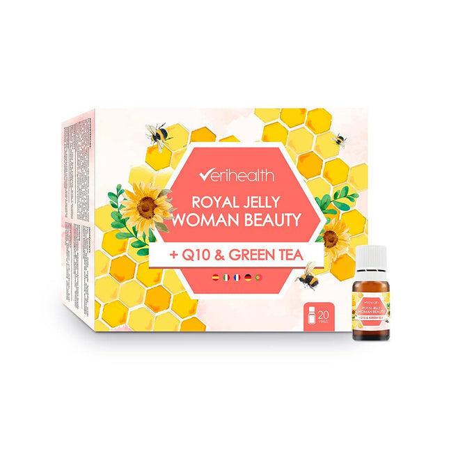 Verihealth Women Beauty - peru pieniņa ar E vitamīnu - 20 ampulas - ideāli piemērotas sieviešu hormonu uzturēšanai - Leofilizada nodrošina enerģiju ar zaļo tēju un Q10