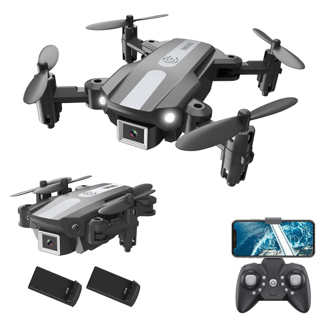 Wipkviey T25 drons ar 1080p kameru, salokāmi mini droni iesācējiem un pieaugušajiem, FPV RC kvadrokopters ar 2 baterijām, WiFi pārraide, bezgalvas režīms, gravitācijas kontrole