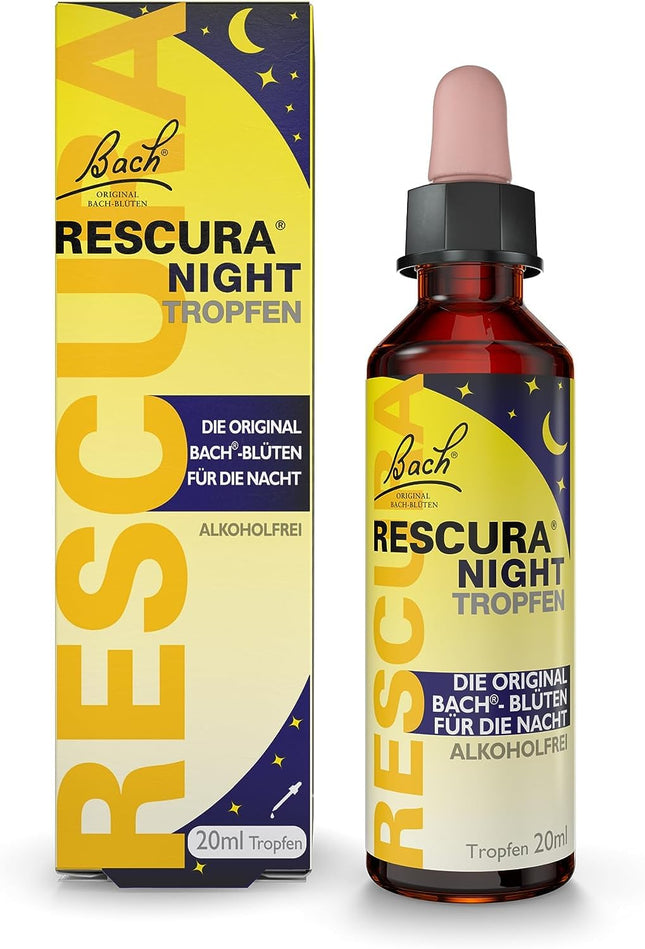 Oriģinālie Bach RESCURA NIGHT pilieni bezalkoholiskie: (agrāk Rescue) Baha ziedu maisījums + baltais kastaņaugs, 20ml