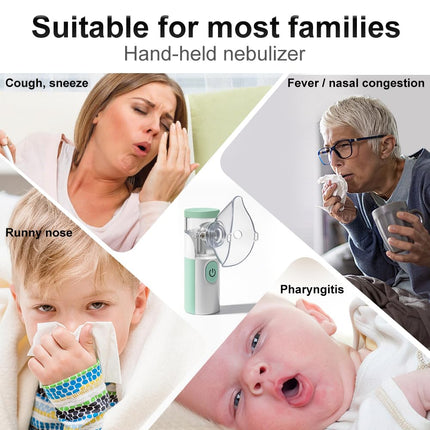 Nebulizatora aparāts pieaugušajiem, uzlādējami portatīvie nebulizatori pieaugušajiem un bērniem, kluss nebulizators bērniem (zaļš un balts)