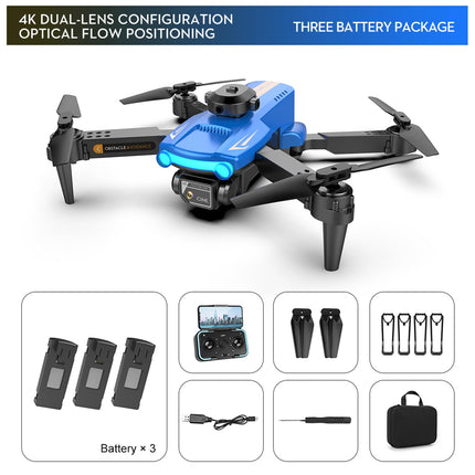 Goolsky LSRC XT2 drons, drons ar 4k kameru, divkāršu WIFI optiskās plūsmas pozicionēšanu, 2,4 GHz šķēršļu noteikšanas kvadrokoptera drons iesācējiem, zils, 3 baterijas