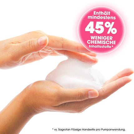 Sagrotan Velvet Foam Refill Cherry Blossom &amp; Rose – 8 x 250 ml putu ziepes praktiskā izdevīgā iepakojumā