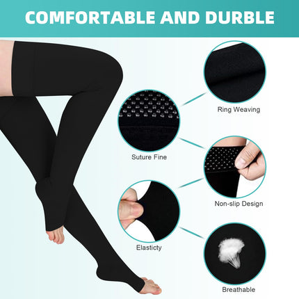 Evolyline 2 pāri kompresijas zeķu sievietēm un vīriešiem, II klases augšstilbu atbalsta zeķes, kompresijas zeķes ceļojumiem ar pakāpenisku atbalstu