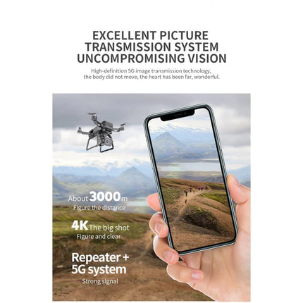 LUXWALLET Skyline² 5 GHz profesionāls drons ar True 4K kameru, GPS, piekaramu stabilizatoru un pārnēsāšanas somu, 30 km/h-3 km attālums, melns