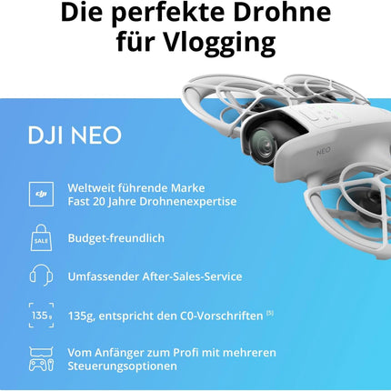 DJI Neo Fly More komplekts ar daudzpusīgiem aksesuāriem, mini drons ar 4K kameru, 135 g pašlidojošs drons, sekojiet man funkcija, palaišana ar roku, mākslīgā intelekta objekta izsekošana, ar RC-N3 un 3 baterijām
