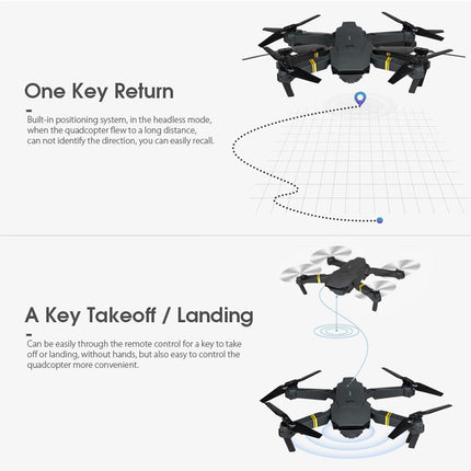 Yunseity E58 salokāms WiFi drons, FPV drons ar 4K HD kameru, RC kvadrokopters bērniem, pieaugušajiem, iesācējiem, lietotnes vadība, vienas taustiņa pacelšanās/nosēšanās