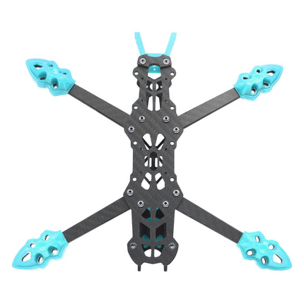 ZLXHDL FPV drona rāmis, 225 mm oglekļa šķiedras sacīkšu kvadrokoptera rāmis, profesionāla riteņu bāze RC dronu aksesuāriem, H formas dizains (zils)