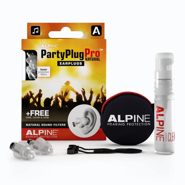 Alpine PartyPlug Pro dzirdes aizsardzības ausu aizbāžņi koncertiem, festivāliem, mūzikai, ballītēm un diskotēkām - augstākā mūzikas kvalitāte ar reālistisku vājinājumu - atkārtoti lietojami un hipoalerģiski - ar tīrītāju un maisiņu