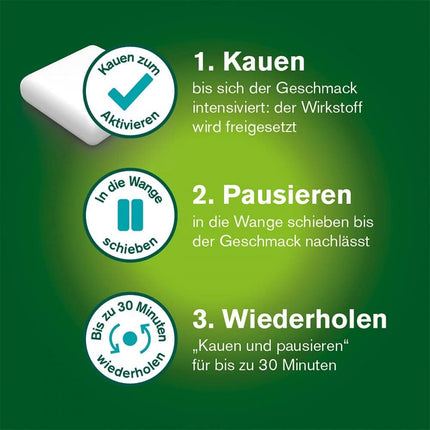 NICORETTE košļājamā gumija 2mg Whitemint – Nikotīna košļājamā gumija smēķēšanas atmešanai – Zobus balinoša iedarbība – Piparmētru garša – 2mg nikotīna – 30 gab.