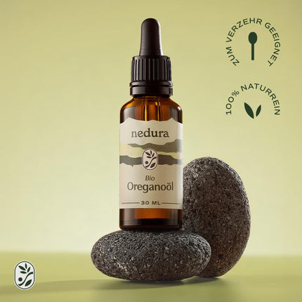 nedura® ORGANISKĀ oregano eļļa [100% DABĪGA] +82% karvakrols - pārtikas kvalitātes oregano eļļa - daudzpusīga ēteriskā eļļa ar augstu devu - bioloģiska oregano eļļa no Spānijas - 30 ml