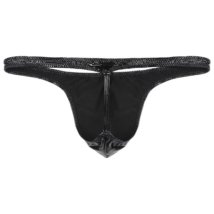 iiniim vīriešu mini mikro stringbiksītes ar mitra izskata G-string biksītēm, mini biksītes, lakotas ādas bikini biksītes, apakšveļa, D, melna, XL