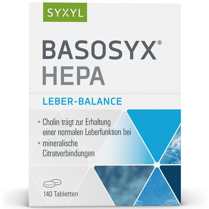 SYXYL Basosyx Hepa tabletes/Uztura bagātinātājs ar holīnu normālas aknu darbības uzturēšanai un cinku skābju-bāzes līdzsvaram/140 tabletes blisteriepakojumā