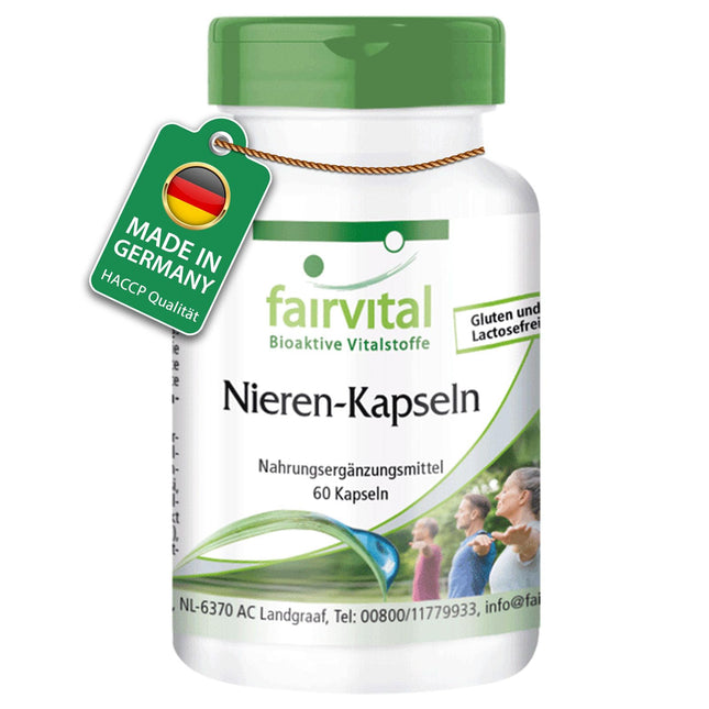 Fairvital | Nieru kapsulas - 60 kapsulas - AUGSTA DEVA - VEGĀNS - ar dzērvenēm, miltenēm, pienenēm un citām sastāvdaļām