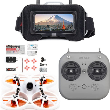 EMAX FPV drona EZ Pilot Pro RTF komplekts, pirmās personas skata droni ar 1200TVL E01 kameru, 25-100-200 VTX pārslēdzams, mini drons ar brillēm un E8 radio raidītāju bērniem, pieaugušajiem un iesācējiem