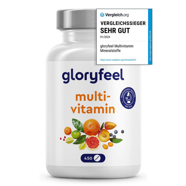 Multivitamīni augstā devā - 450 tabletes - vērtīgas minerālvielas un visi AZ vitamīni - 15 mēnešu krājumi - atbalsta imūnsistēmu* - laboratoriski pārbaudīts, ražots Vācijā bez piedevām