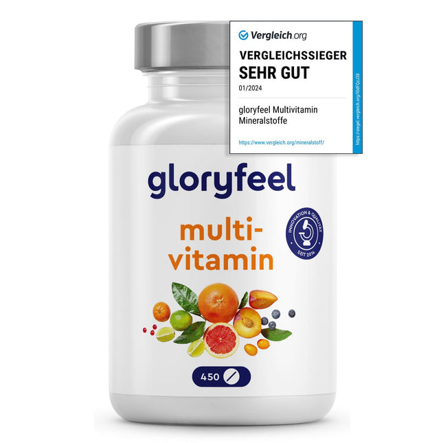 Multivitamīni augstā devā - 450 tabletes - vērtīgas minerālvielas un visi AZ vitamīni - 15 mēnešu krājumi - atbalsta imūnsistēmu* - laboratoriski pārbaudīts, ražots Vācijā bez piedevām