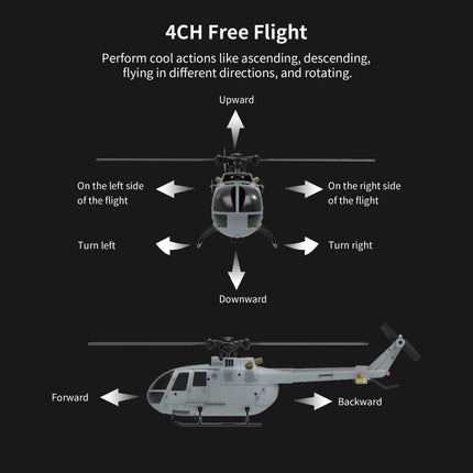 Tālvadības helikopters, 4 kanālu RC helikopters RTF ar bezeleronu dizainu un 6 asu žiroskopu, modulāru akumulatoru, vienas taustiņa pacelšanos/nosēšanos, augstuma noturēšanu, dāvana pieaugušajiem