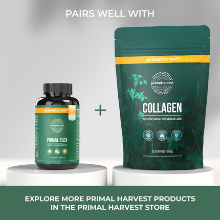 Primal Harvest® Joint Active Plus - 60 augstas devas un laboratorijā pārbaudītas kapsulas ar magniju un C vitamīnu - hialuronskābi, kolagēnu